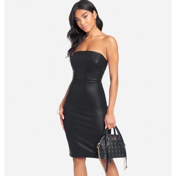 BEBE VEGAN LEATHER TUBE DRESS - Picture 5 of 9
